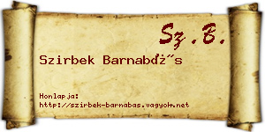 Szirbek Barnabás névjegykártya