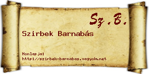 Szirbek Barnabás névjegykártya